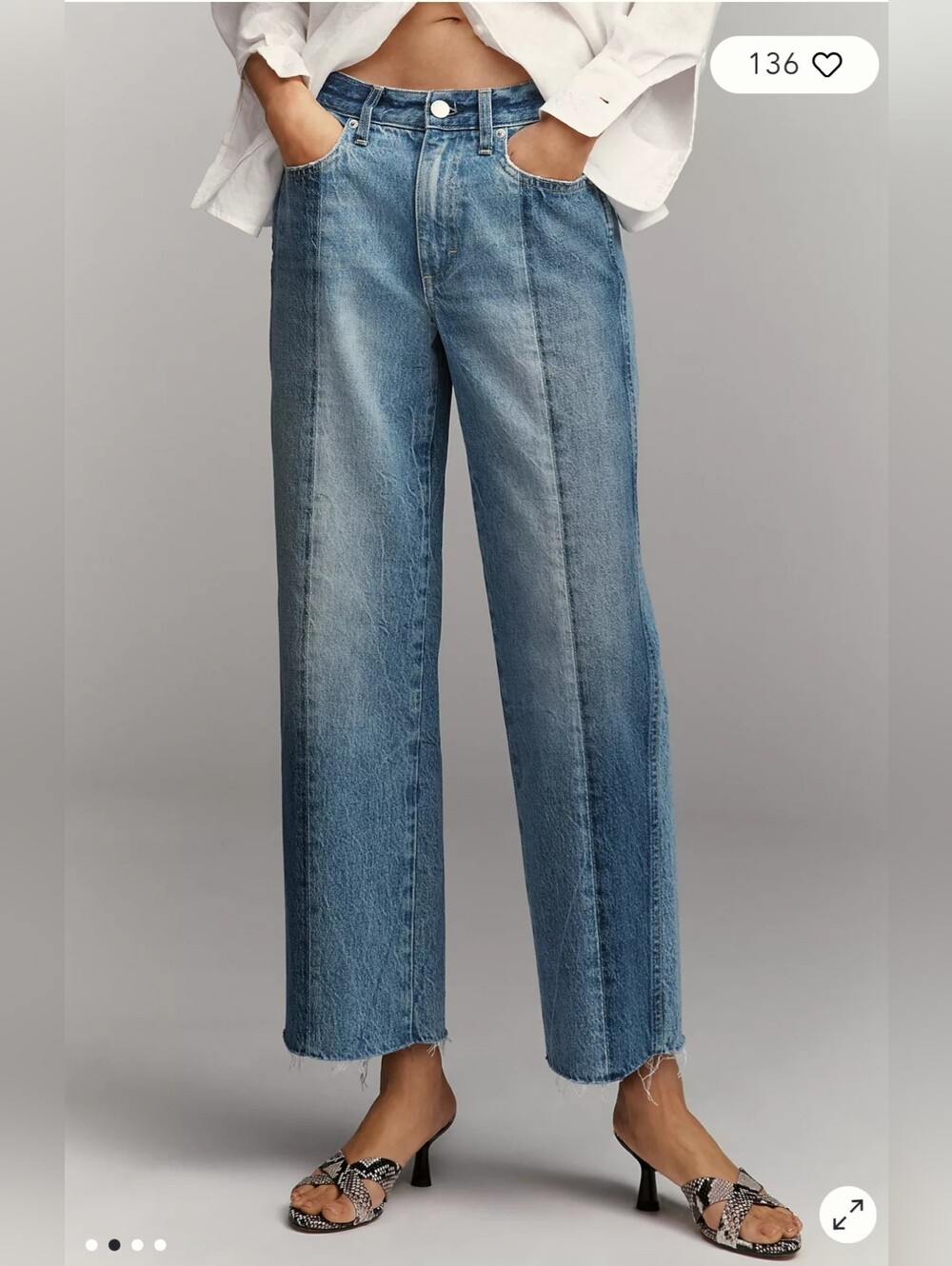 AMO Billie Mid-Rise Straight-Leg Jeans Blue Size 30